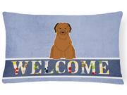 Briard Brown Welcome Canvas Fabric Decorative Pillow BB5663PW1216