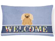 Pekingnese Fawn Sable Welcome Canvas Fabric Decorative Pillow BB5685PW1216