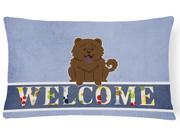Chow Chow Chocolate Welcome Canvas Fabric Decorative Pillow BB5722PW1216