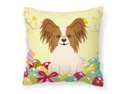 Easter Eggs Papillon Red White Fabric Decorative Pillow BB6078PW1414