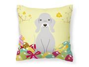 Easter Eggs Bedlington Terrier Blue Fabric Decorative Pillow BB6090PW1818