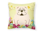 Easter Eggs English Bulldog White Fabric Decorative Pillow BB6123PW1414