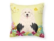 Easter Eggs Old English Sheepdog Fabric Decorative Pillow BB6096PW1818