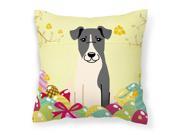 Easter Eggs Smooth Fox Terrier Fabric Decorative Pillow BB6098PW1414