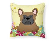 Easter Eggs French Bulldog Brown Fabric Decorative Pillow BB6013PW1818