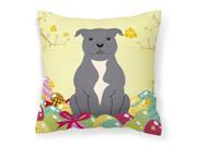 Easter Eggs Staffordshire Bull Terrier Blue Fabric Decorative Pillow BB6046PW1414