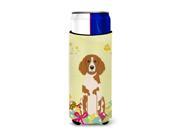Easter Eggs Brittany Spaniel Michelob Ultra Hugger for slim cans BB6072MUK