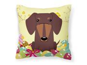 Easter Eggs Dachshund Chocolate Fabric Decorative Pillow BB6131PW1414