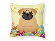 Easter Eggs Pug Brown Fabric Decorative Pillow BB6007PW1414