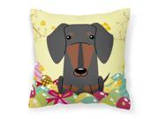 Easter Eggs Dachshund Black Tan Fabric Decorative Pillow BB6132PW1818