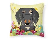 Easter Eggs Wire Haired Dachshund Dapple Fabric Decorative Pillow BB6128PW1818