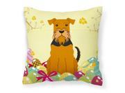 Easter Eggs Airedale Fabric Decorative Pillow BB6041PW1818