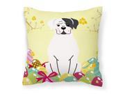 Easter Eggs White Boxer Cooper Fabric Decorative Pillow BB6114PW1414