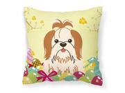 Easter Eggs Shih Tzu Red White Fabric Decorative Pillow BB6087PW1414