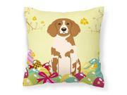 Easter Eggs Brittany Spaniel Fabric Decorative Pillow BB6072PW1414