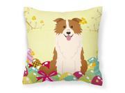 Easter Eggs Border Collie Red White Fabric Decorative Pillow BB6119PW1818