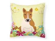 Easter Eggs Bull Terrier Red White Fabric Decorative Pillow BB6135PW1414