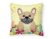 Easter Eggs French Bulldog Cream Fabric Decorative Pillow BB6010PW1414