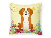Easter Eggs English Foxhound Fabric Decorative Pillow BB6110PW1818