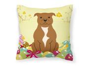 Easter Eggs Staffordshire Bull Terrier Brown Fabric Decorative Pillow BB6047PW1818