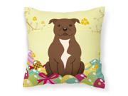 Easter Eggs Staffordshire Bull Terrier Chocolate Fabric Decorative Pillow BB6048PW1414