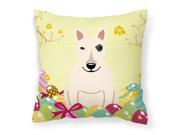Easter Eggs Bull Terrier White Fabric Decorative Pillow BB6138PW1414