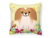 Easter Eggs Pekingnese Red White Fabric Decorative Pillow BB6103PW1818