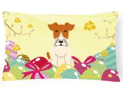Easter Eggs Wire Fox Terrier Canvas Fabric Decorative Pillow BB6101PW1216