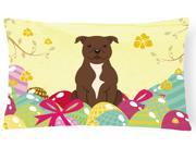 Easter Eggs Staffordshire Bull Terrier Chocolate Canvas Fabric Decorative Pillow BB6048PW1216