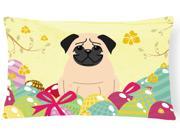 Easter Eggs Pug Fawn Canvas Fabric Decorative Pillow BB6008PW1216