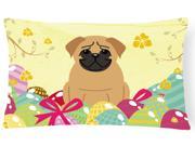 Easter Eggs Pug Brown Canvas Fabric Decorative Pillow BB6007PW1216
