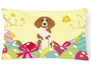 Easter Eggs Brittany Spaniel Canvas Fabric Decorative Pillow BB6072PW1216