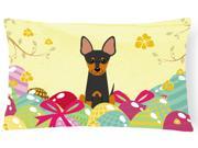 Easter Eggs English Toy Terrier Canvas Fabric Decorative Pillow BB6109PW1216