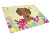 Easter Eggs Dachshund Red Brown Glass Cutting Board Large BB6130LCB