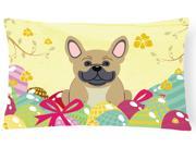 Easter Eggs French Bulldog Cream Canvas Fabric Decorative Pillow BB6010PW1216