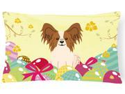 Easter Eggs Papillon Red White Canvas Fabric Decorative Pillow BB6078PW1216