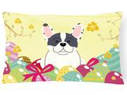 Easter Eggs French Bulldog Piebald Canvas Fabric Decorative Pillow BB6011PW1216