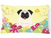 Easter Eggs Pug Cream Canvas Fabric Decorative Pillow BB6004PW1216
