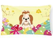 Easter Eggs Shih Tzu Red White Canvas Fabric Decorative Pillow BB6087PW1216