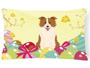 Easter Eggs Border Collie Red White Canvas Fabric Decorative Pillow BB6119PW1216