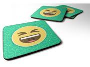 Set of 4 Smiling Face with open mouth and tightly closed eyes Emojione Emoji Foam Coasters Set of 4 EON1009FC
