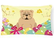 Easter Eggs English Bulldog Fawn Canvas Fabric Decorative Pillow BB6124PW1216