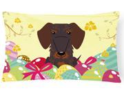 Easter Eggs Wire Haired Dachshund Chocolate Canvas Fabric Decorative Pillow BB6129PW1216