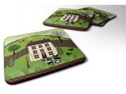 Set of 4 Folk Art Country House Foam Coasters Set of 4 VHA3024FC