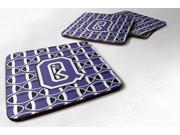 Set of 4 Letter Q Football Purple and White Foam Coasters Set of 4 CJ1068-QFC Set of 4 Letter Q Football Purple and White Foam Coasters Set of 4 CJ1068-QFC