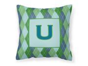 Initial U Monogram - Blue Argoyle Decorative Canvas Fabric Pillow CJ1020 Initial U Monogram - Blue Argoyle Decorative Canvas Fabric Pillow CJ1020