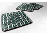 Set of 4 Letter D Football Green and White Foam Coasters Set of 4 CJ1071-DFC Set of 4 Letter D Football Green and White Foam Coasters Set of 4 CJ1071-DFC