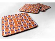 Set of 4 Letter F Football Orange, White and Regalia Foam Coasters Set of 4 CJ1072-FFC Set of 4 Letter F Football Orange, White and Regalia Foam Coasters Set of 4 CJ1072-FFC