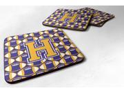 Set of 4 Letter H Football Purple and Gold Foam Coasters Set of 4 CJ1064-HFC Set of 4 Letter H Football Purple and Gold Foam Coasters Set of 4 CJ1064-HFC