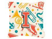 Letter I Retro Teal Orange Musical Instruments Initial Canvas Fabric Decorative Pillow CJ2001-IPW1818 Letter I Retro Teal Orange Musical Instruments Initial Canvas Fabric Decorative Pillow CJ2001-IPW1818